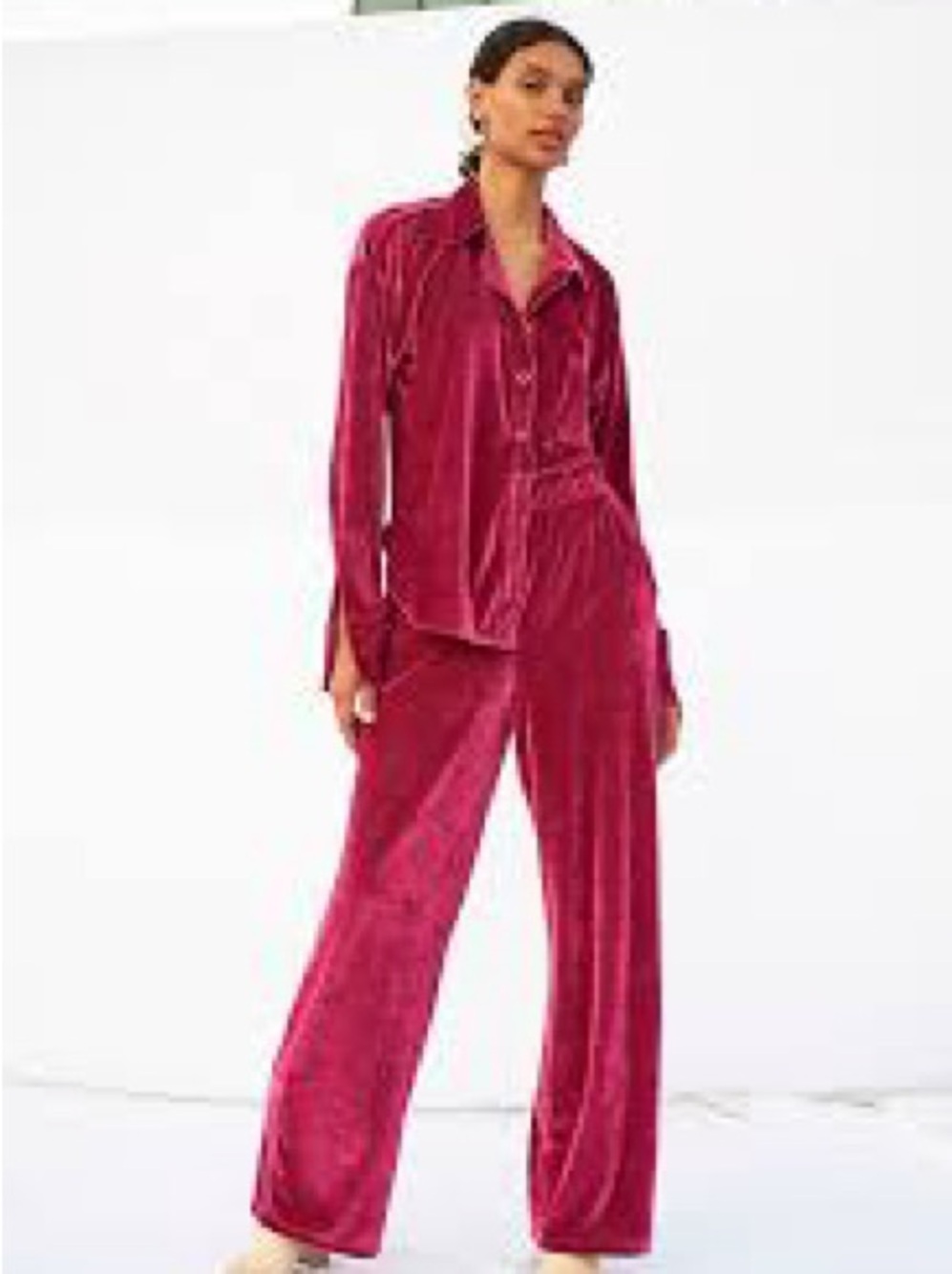 Free People Velvet Two-Piece Lounge Set in Fuchsia NWT!